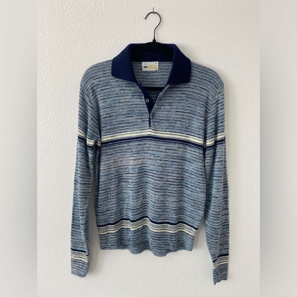 Sears Jeans Joint Long Sleeve Knit Polo